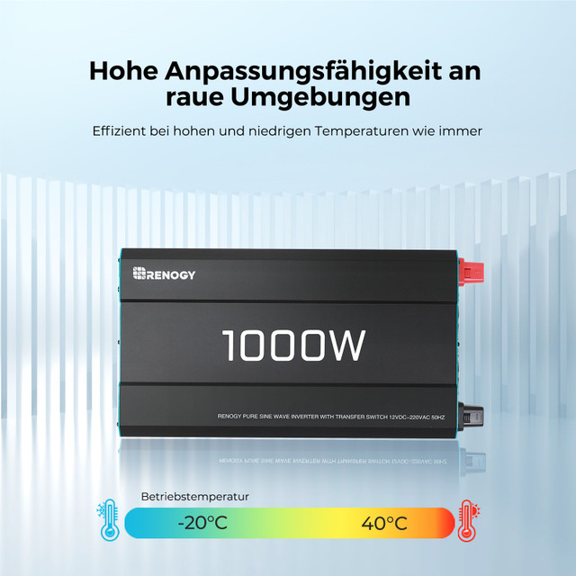 1000W 12V auf 230V Reine Sinus Wechselrichter mit 1 EU-Steckdose und Netzvorrangschaltung – Bild 4