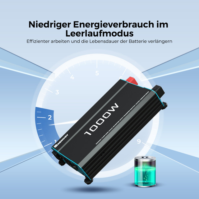 1000W 12V auf 230V Reine Sinus Wechselrichter mit 1 EU-Steckdose und Netzvorrangschaltung – Bild 9