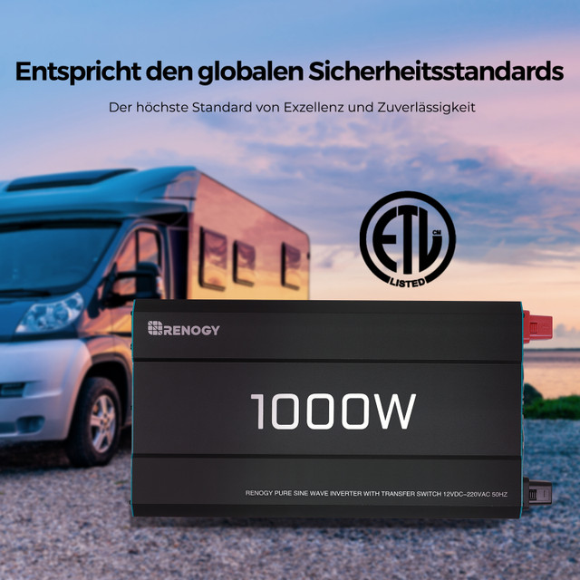 1000W 12V auf 230V Reine Sinus Wechselrichter mit 1 EU-Steckdose und Netzvorrangschaltung – Bild 10