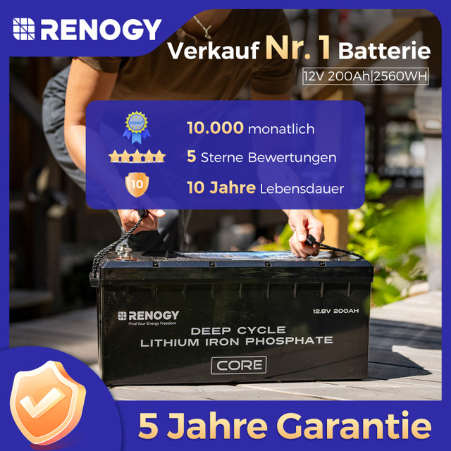 Renogy LiFePo4 12V 200Ah Lithium Batterie BMS 5000 Zyklen – Bild 3