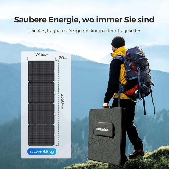 Renogy Faltbares Solarpanel 300W, N-Typ Zellen Mobile Tragbar Foldable Solarmodul Faltbar Solar Panel, Wasserdicht IP67 für Camping Powerstation Wohnmobil RV Marine Rooftop Garten Balkony, 960Wh – Bild 2