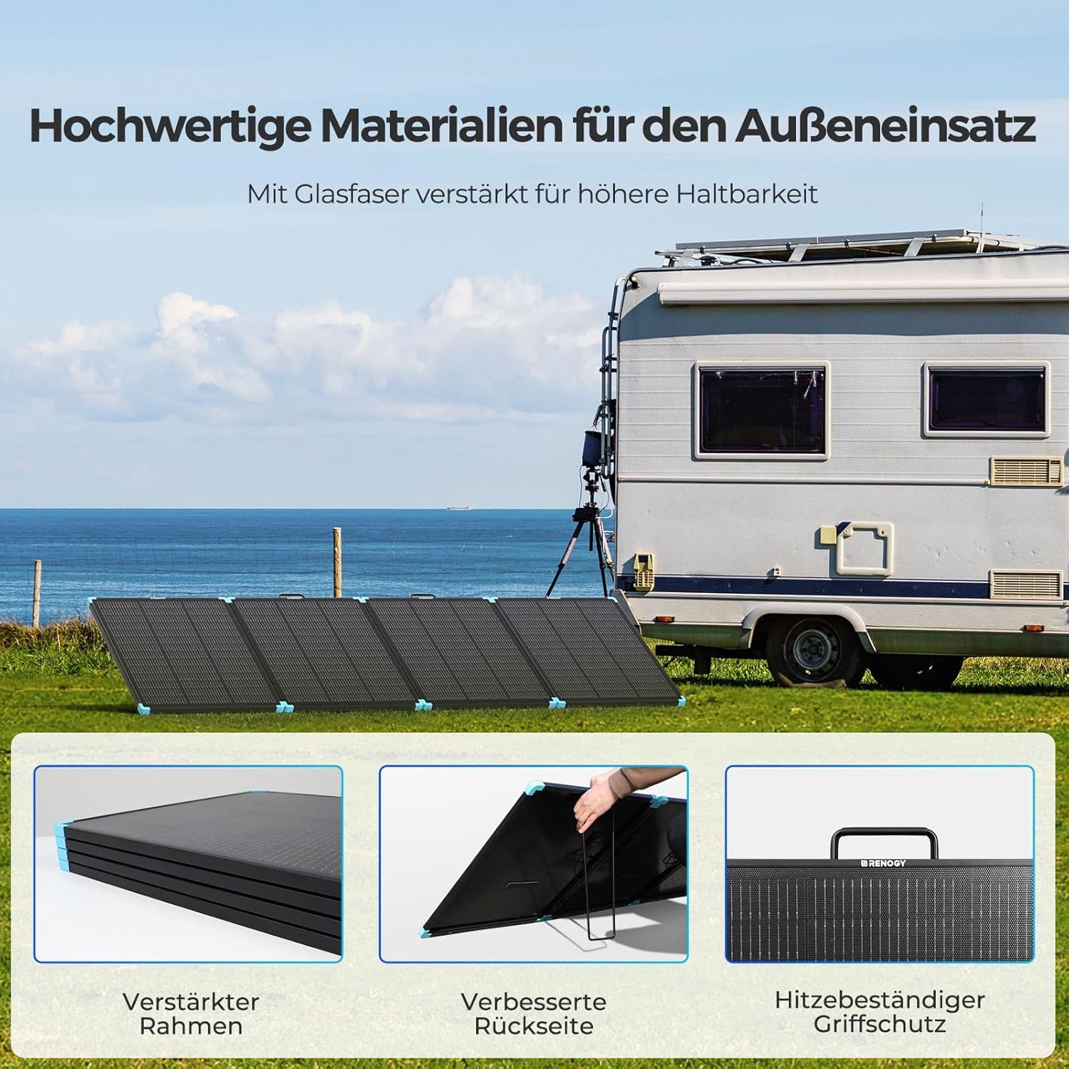 Renogy Faltbares Solarpanel 300W, N-Typ Zellen Mobile Tragbar Foldable Solarmodul Faltbar Solar Panel, Wasserdicht IP67 für Camping Powerstation Wohnmobil RV Marine Rooftop Garten Balkony, 960Wh – Bild 8