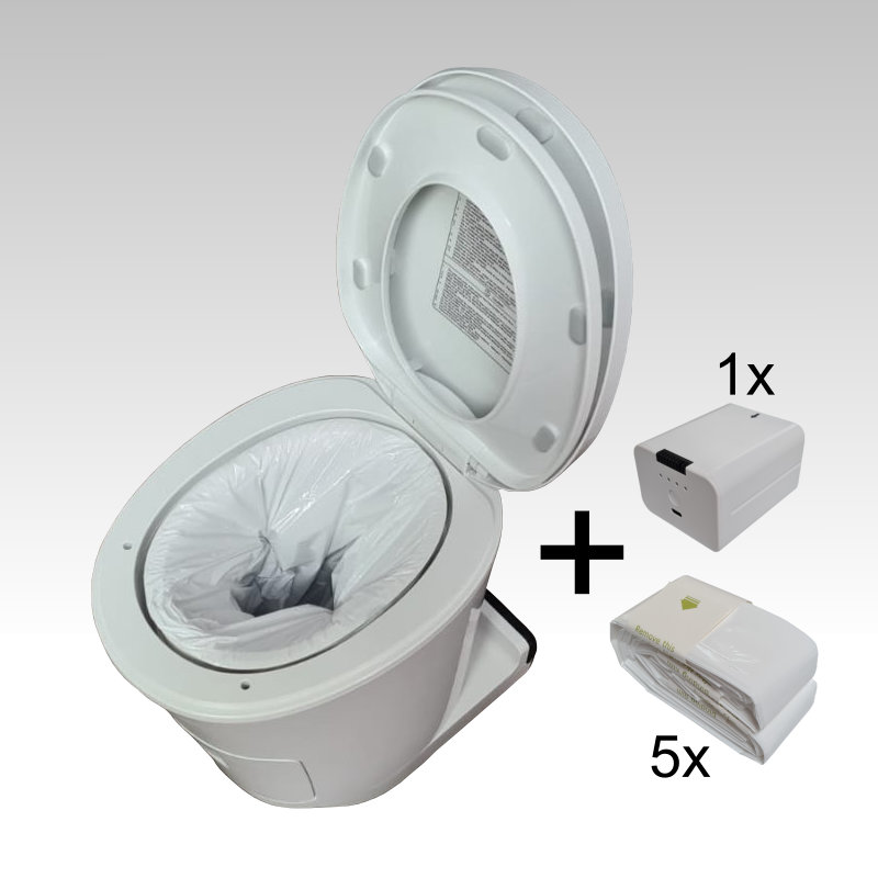 Verschweissende Toilette 12V mit Akku + 5 Nachfüllbeutel